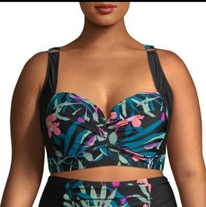 Terra & Sky Tropical Pushup Swimsuit Top, Plus 3X